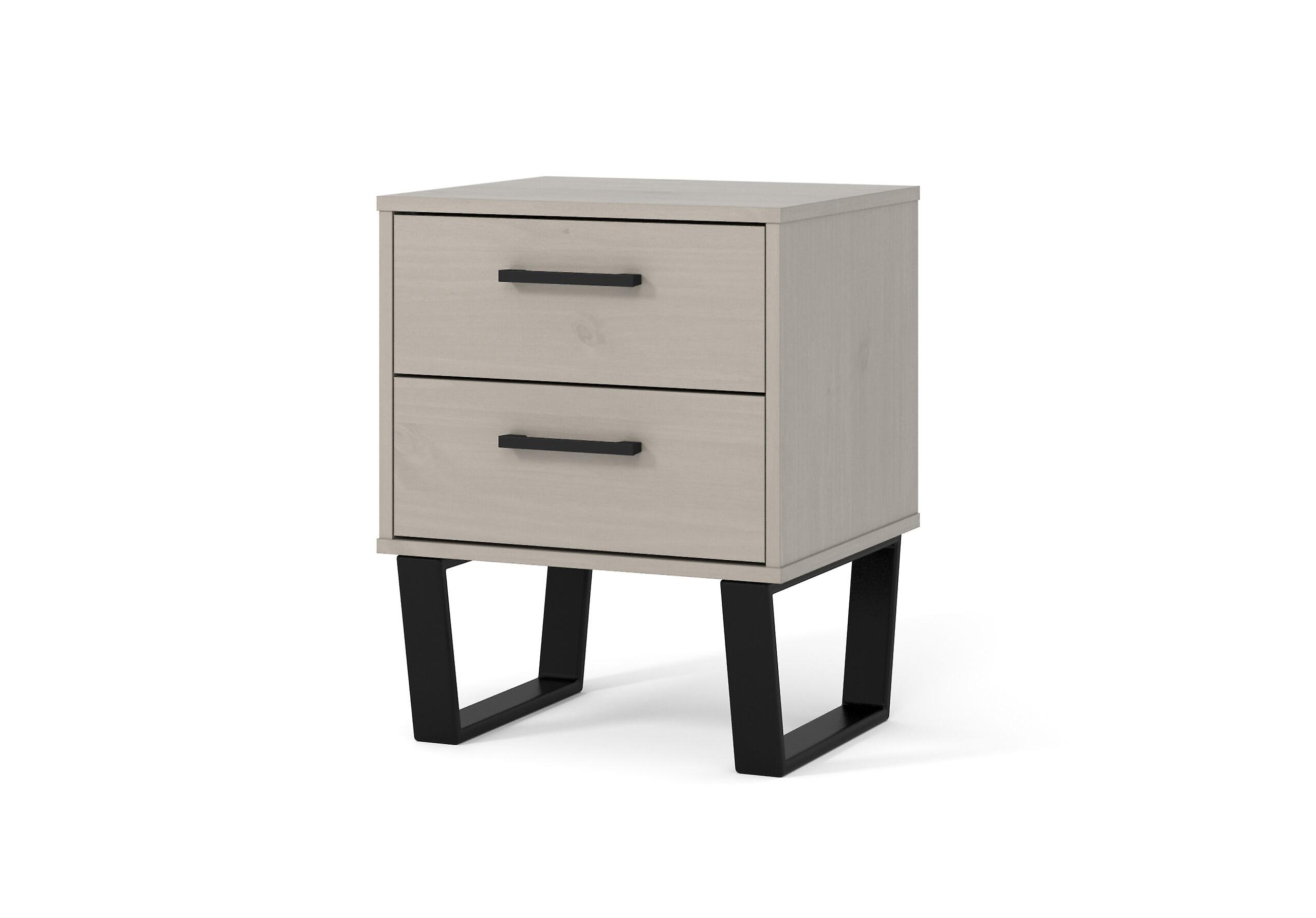 TTocos Grey 2 Drawer Bedside Cabinet