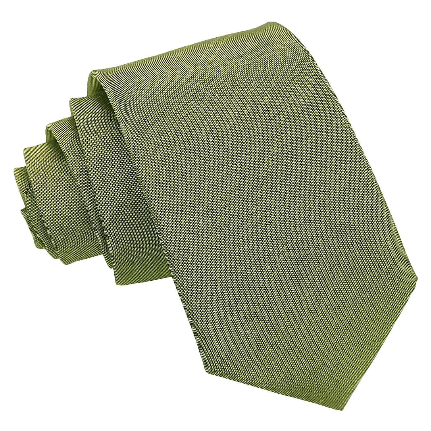 Olive Green Plain Shantung Slim Tie