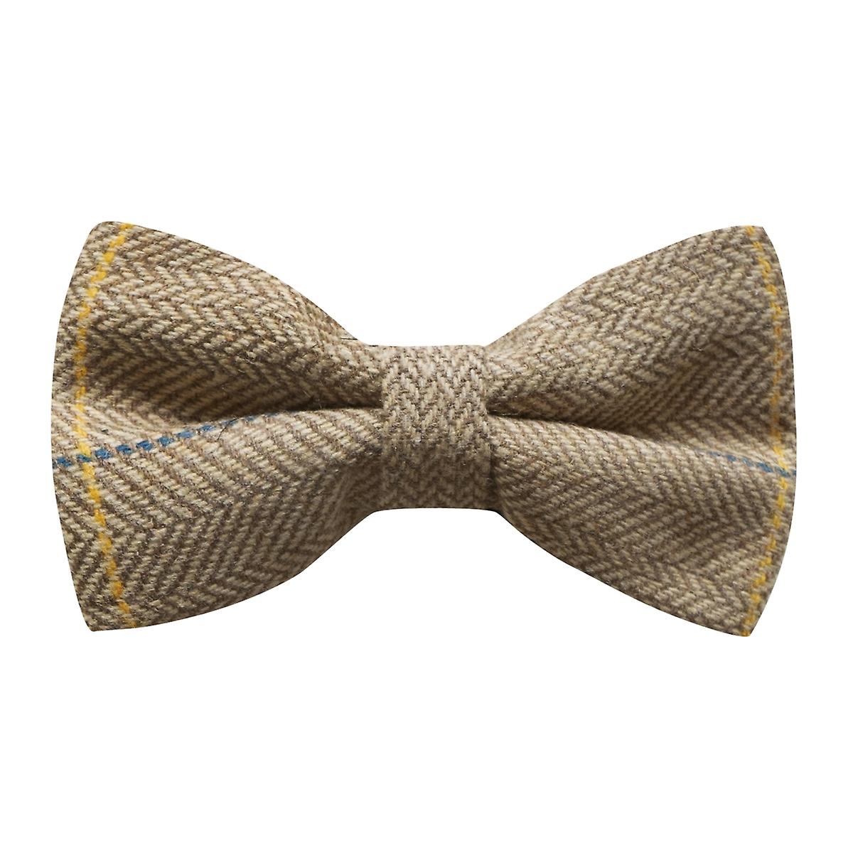 Light Oak Herringbone Check Bow Tie