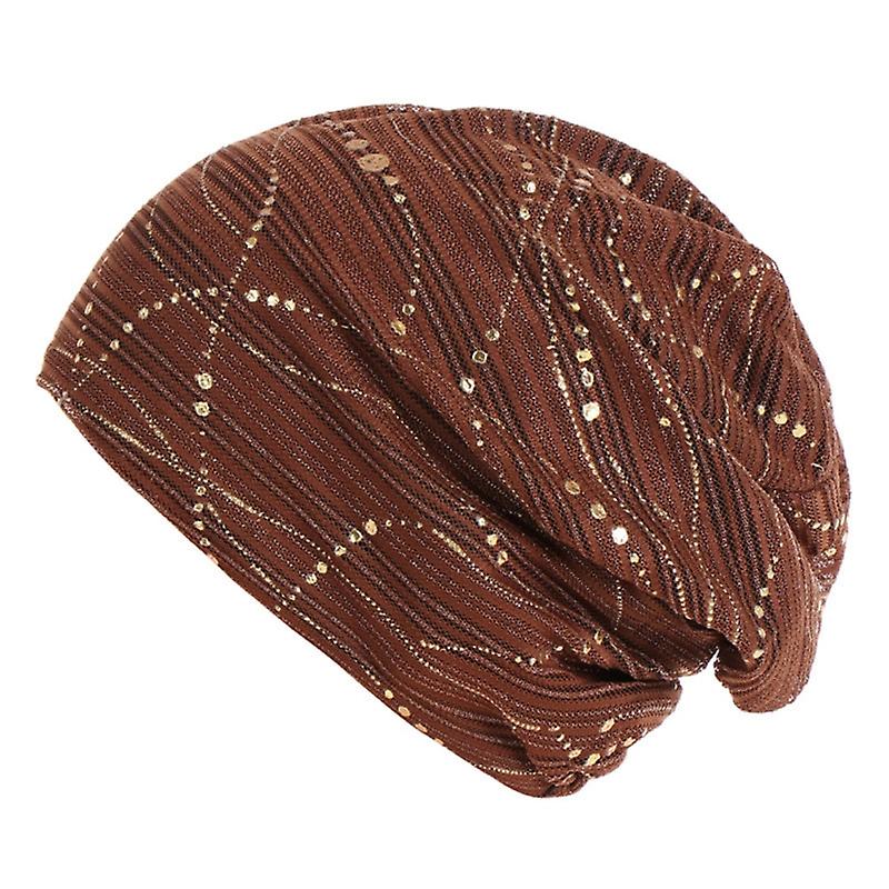 Moda Dantel Parıltılı Kadın Baggy Beanie Şapka Yumuşak İnce Nefes Alabilir Rahat Cap