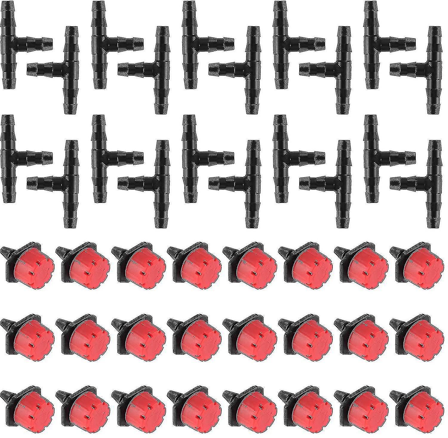 200 Pack Adjustable Drip Irrigation Sprinklers 100 Adjustable Drippers And 100 Barbed Tee Fittings