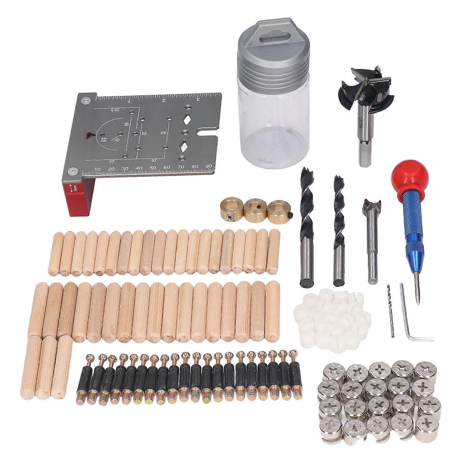 Hinge Jig Drill Guide 35mm Dowelling Drilling Tool Set Kit for Furniture Woodworking