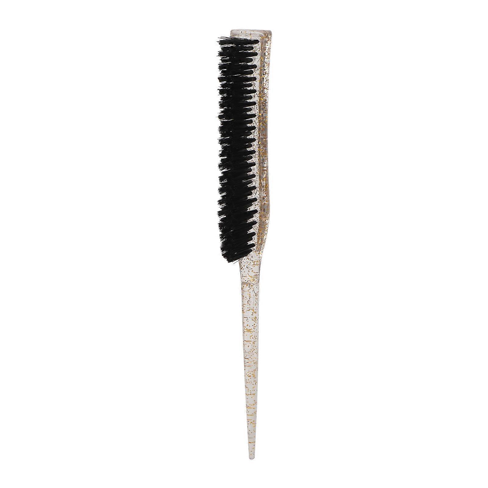 Rat Tail Hairbrush, Glitter Handle, Soft Nylon, for Back Combing, Gold