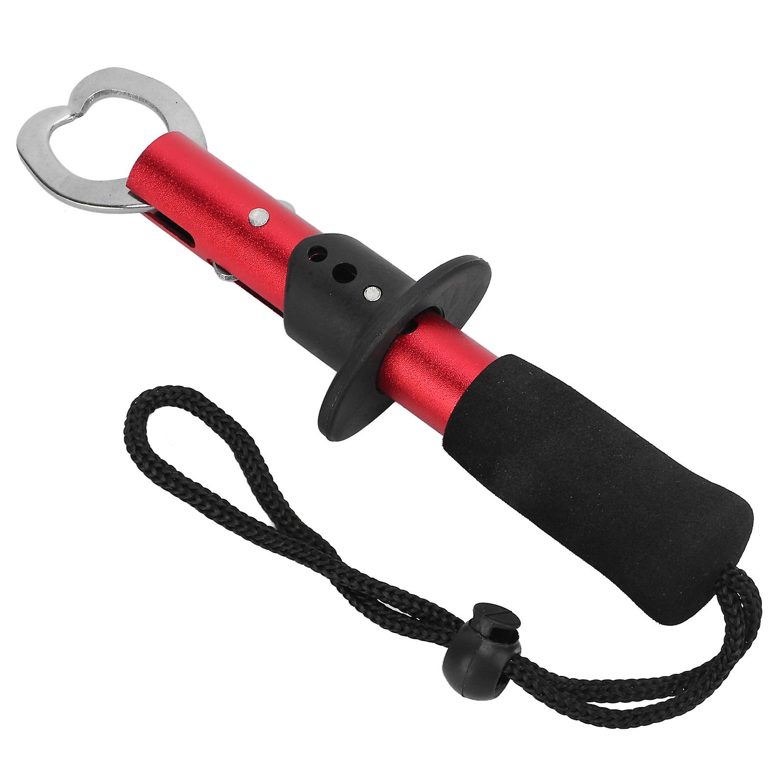 Fish Lip Gripper Stainless Steel Fish Grip Holder Fishing Tool with Wrist Strap Fish Lip Grip Tool AccessoriesRed