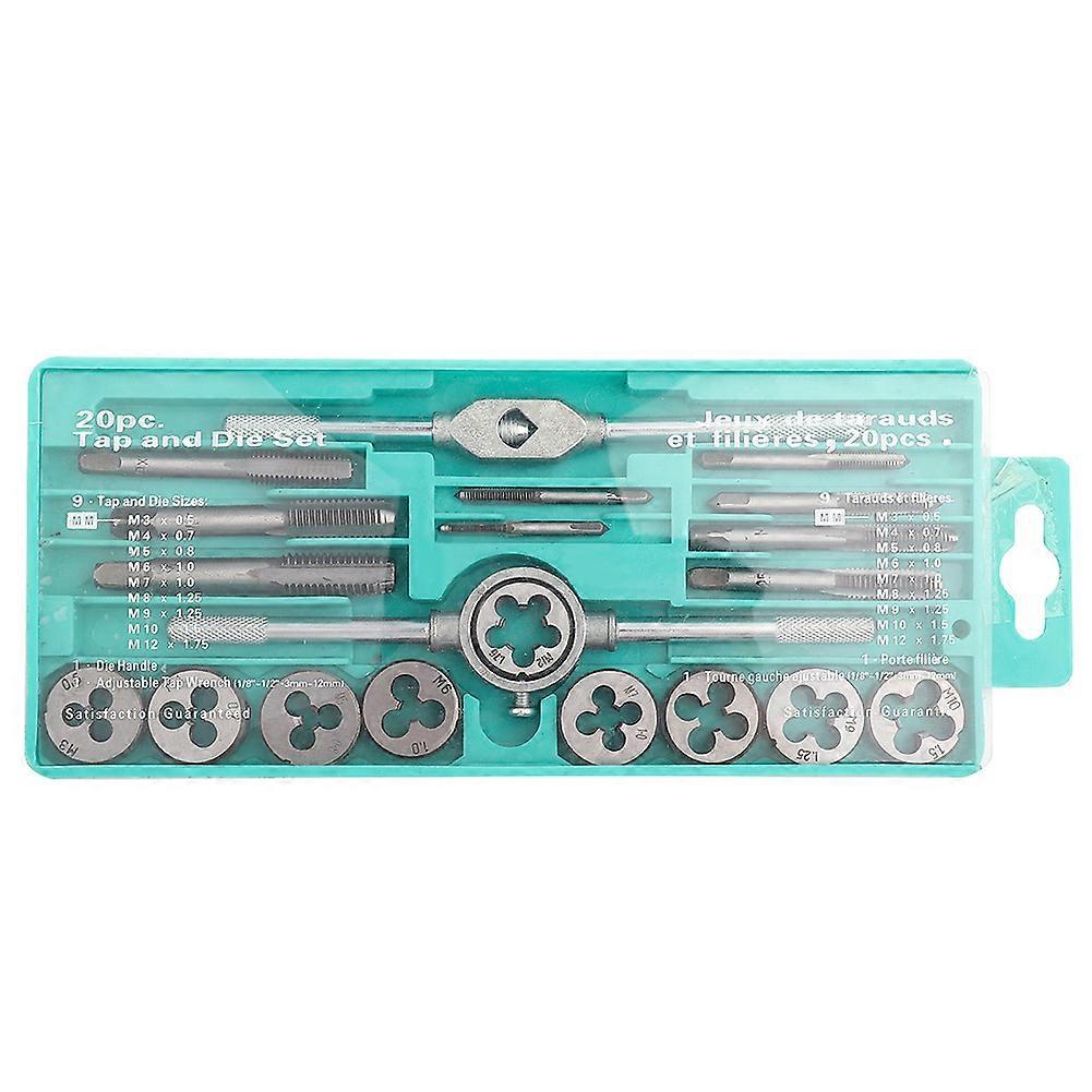 20 Piece Tap and Die Set M3 to M12, Tap Wrench and Hand Die Wrench