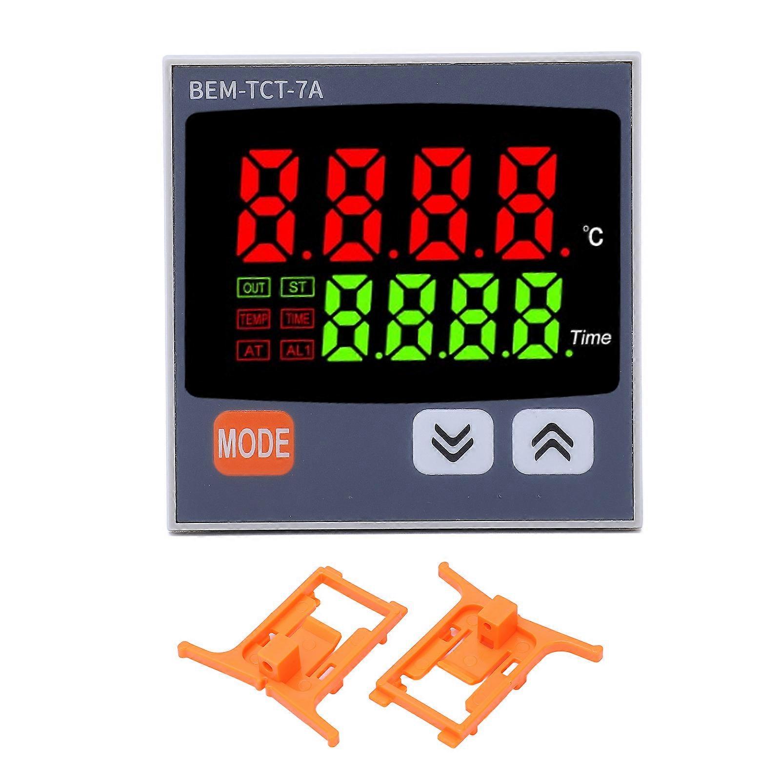 Risegun Multifunctional Thermostat Digital Display Thermostat for Heat Press Machine, K Type Input, 100-240V, Multifunctional Thermostat with Time