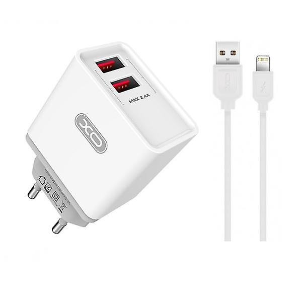 iPhone 2.4 Amp Snabbladdning 2xUSB Väggadapter + Lightning Kabel