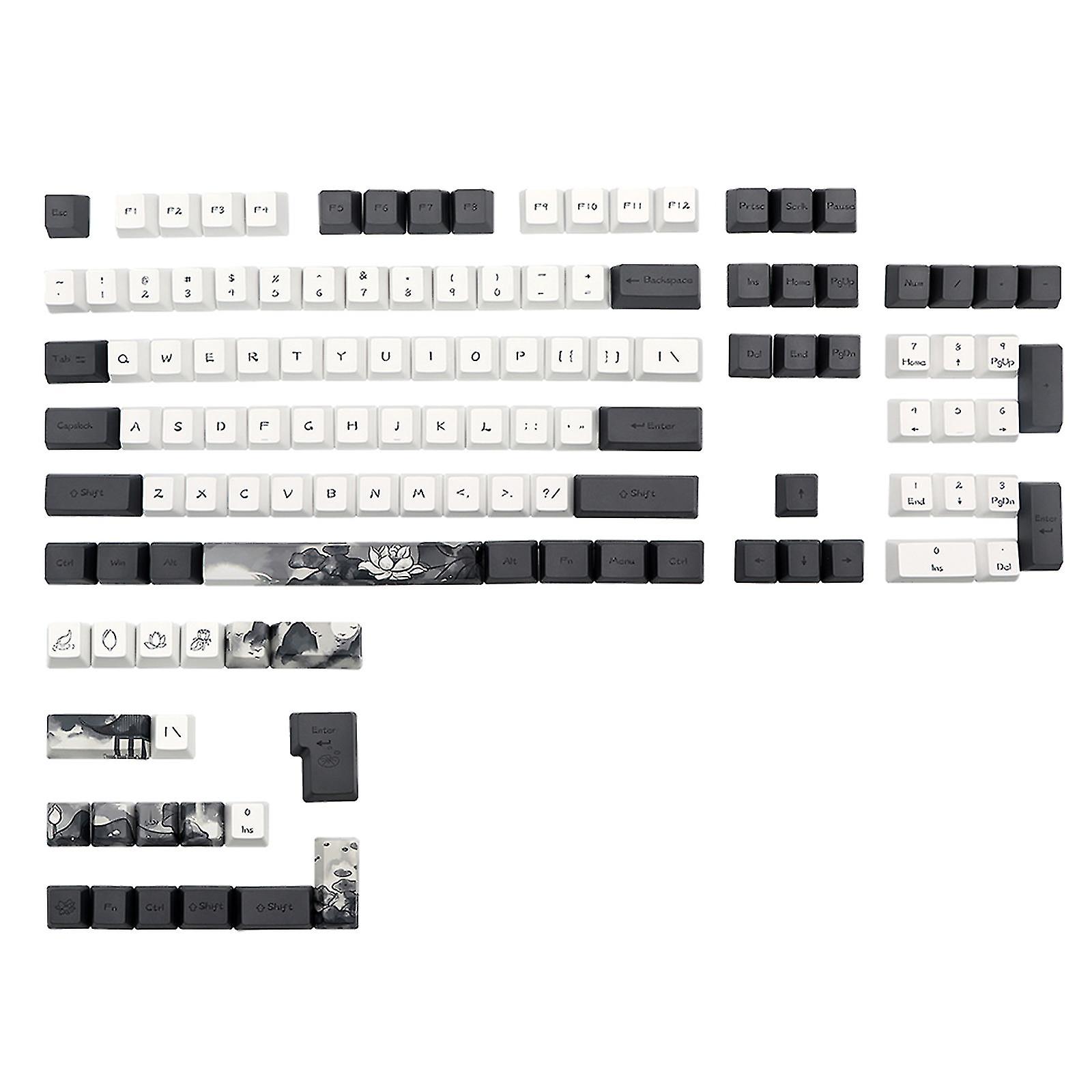 124 Custom Ink Lotus Keycaps Oem Profile Suitable For Cherry Mx Switch Keyset