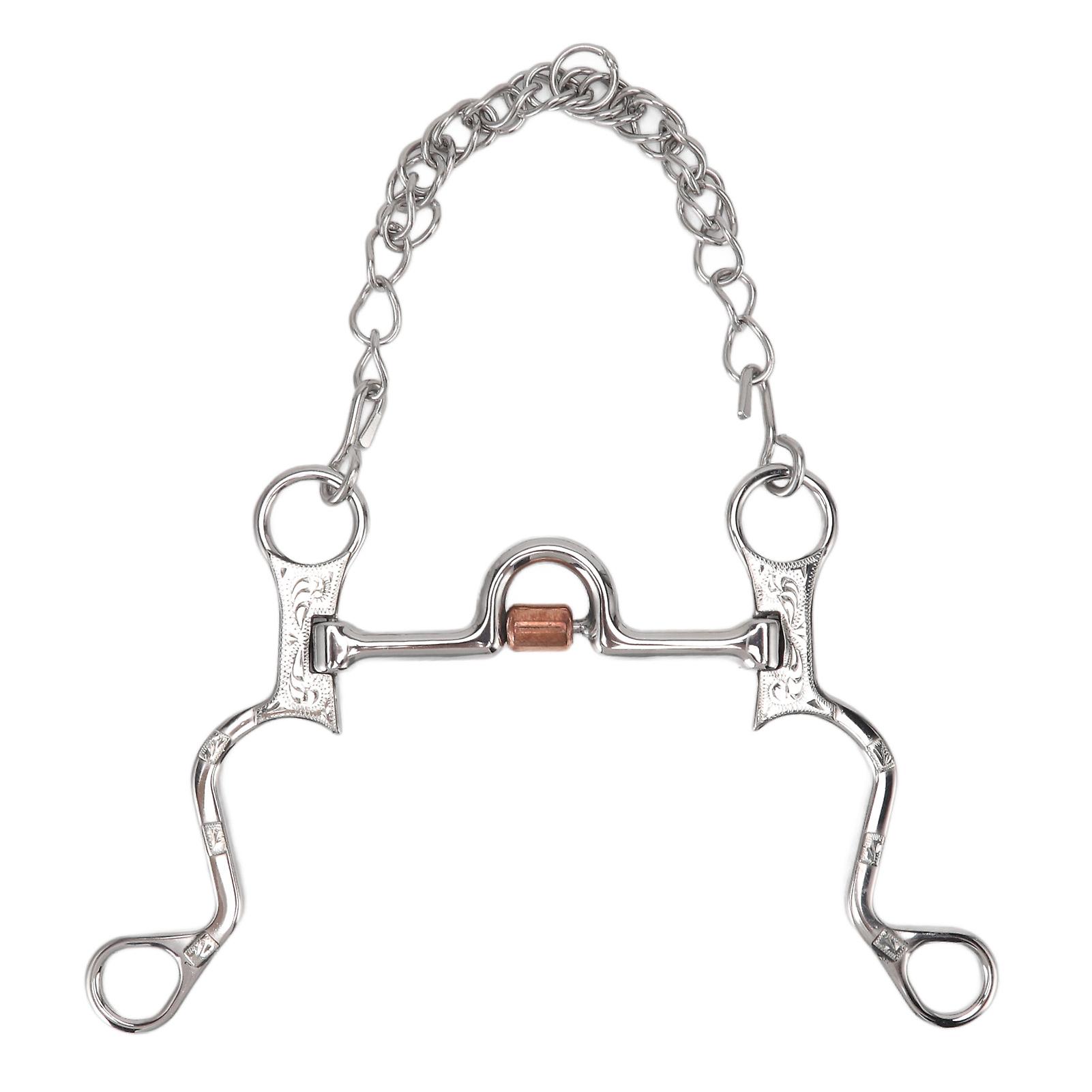 120mm Horse Mouth Snaffle with Chain Stainless Steel Horse Bit for Equestrian Training Equipment