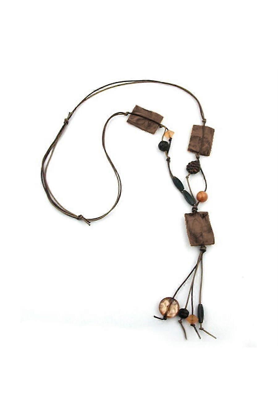 Necklace Waved Pillow Beads Brown/beige - Gl00261