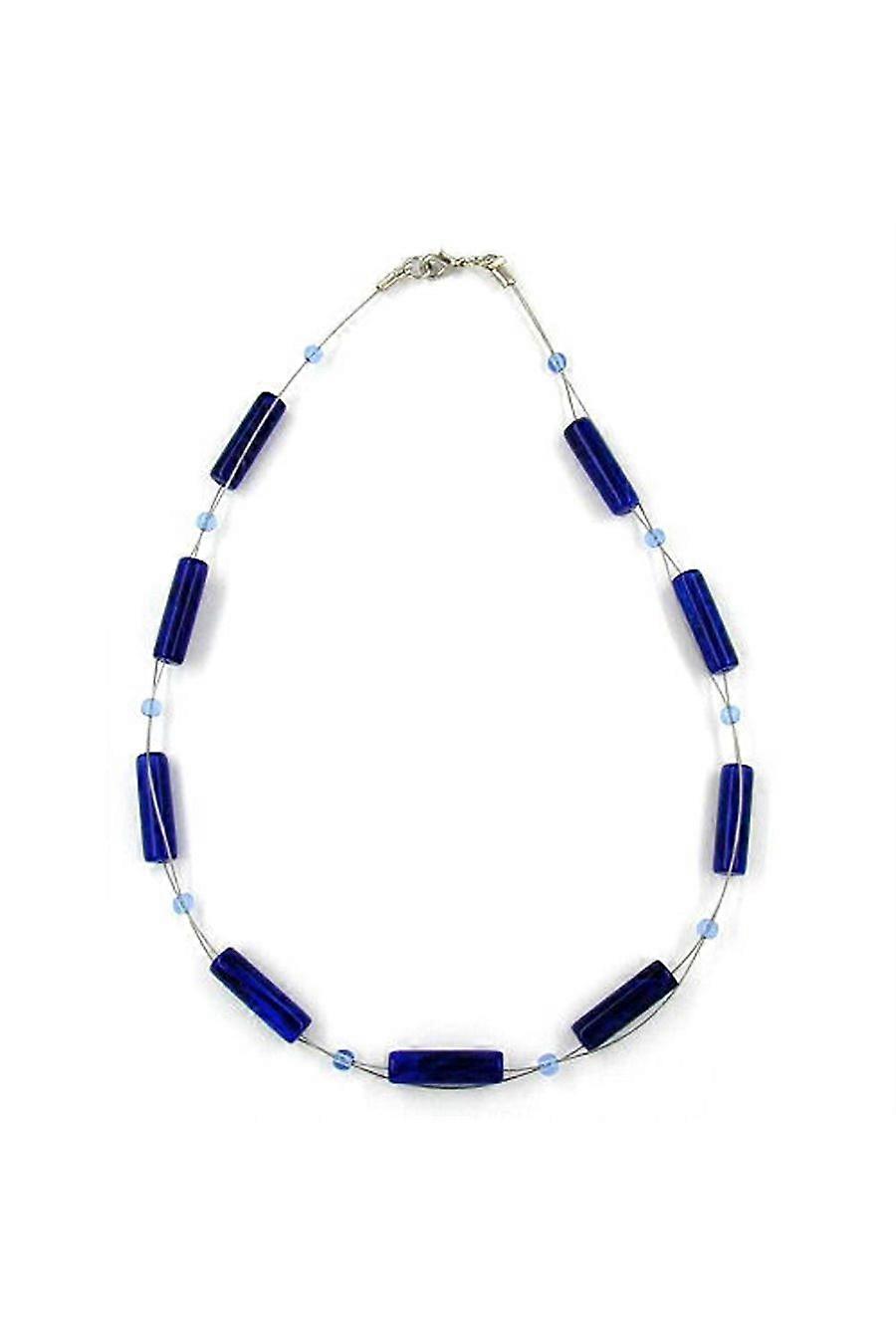 Necklace Tube Beads Blue - Gl00717