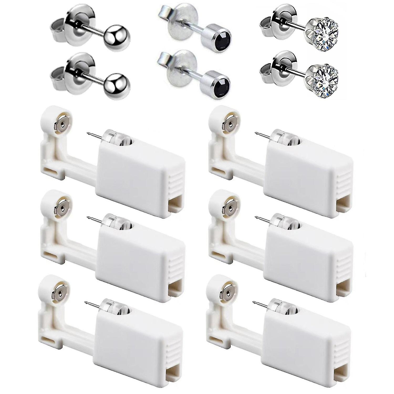 6 Pack Ear Piercing Gun Kit Disposable Self Ear Piercing Gun With Ear Stud And Clean Tool Pierce Kit