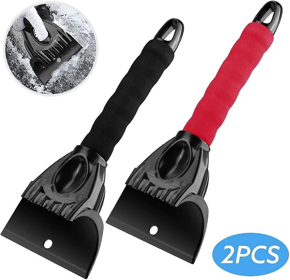 Ice Scraper, Set of 2 Scrapers, Anti Frost and Anti Scratch Plastic Snow Squeegee, Durable and Stabl