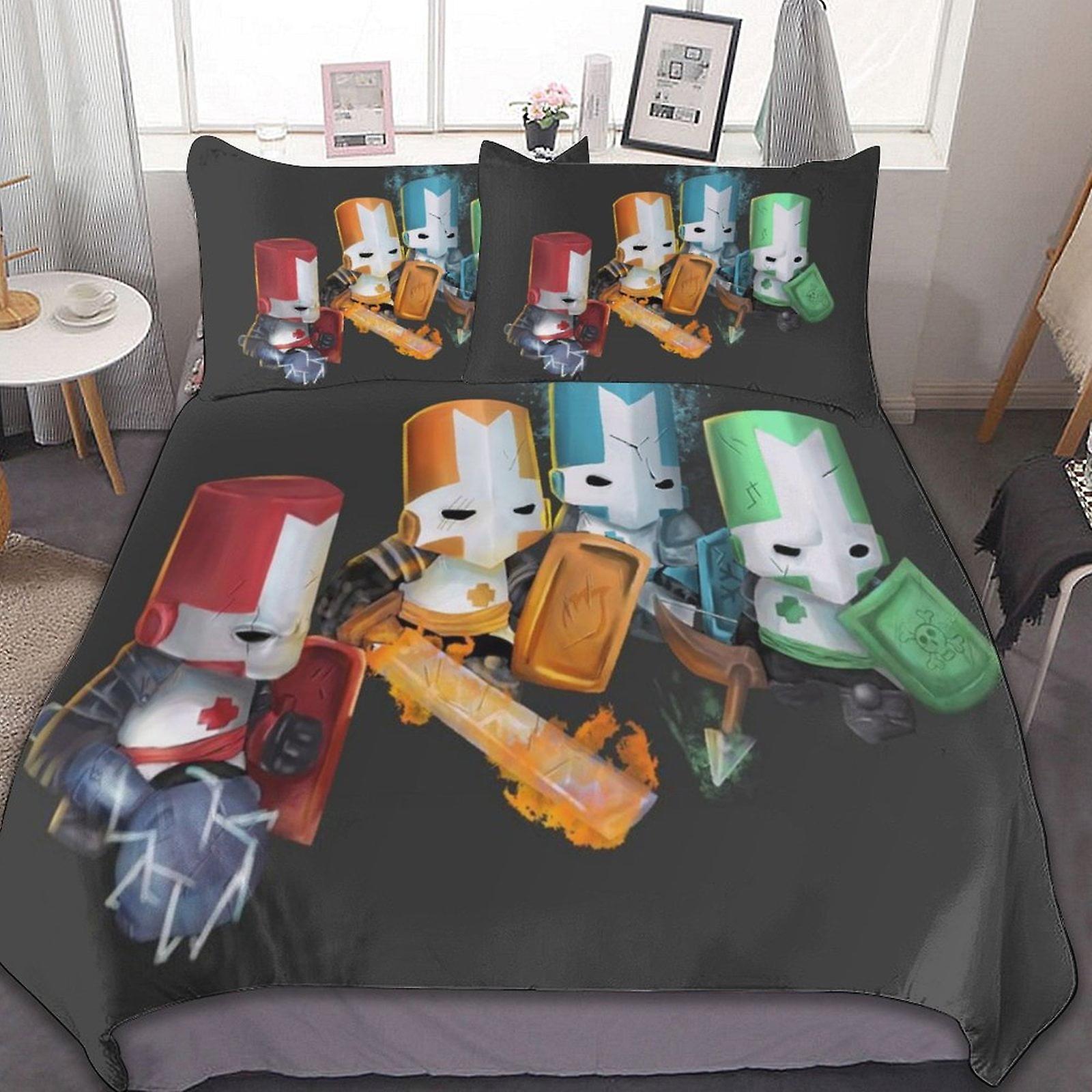 Castle Crashers 3 Pcs Bed Sheets Set Breathable Duvet Cover with 2 Pillow Sham Soft All Seasons Bedding Set
