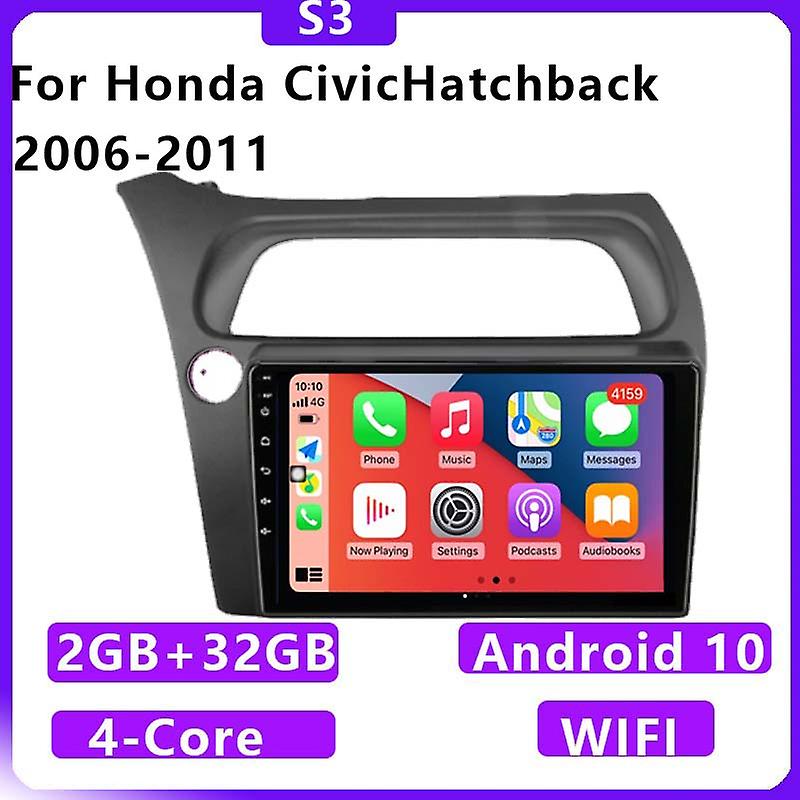 2din 4+64g Car Radio Android Multimedia Player Carplay Auto Gps Navigation No Dvd For Honda Civic Hatchback 2006 2007 2008-2011