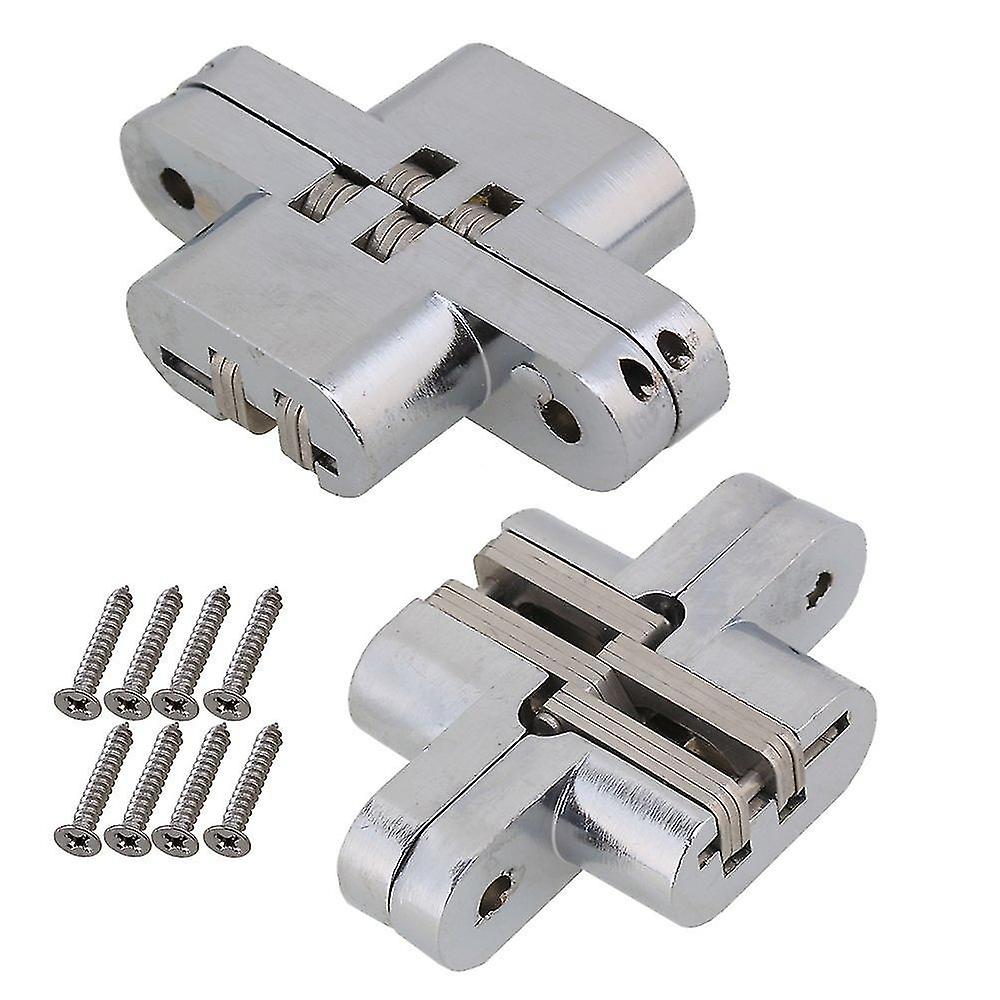For 2pcs Silver Color Invisible Cross Spring Hinge Size 2 WS3299