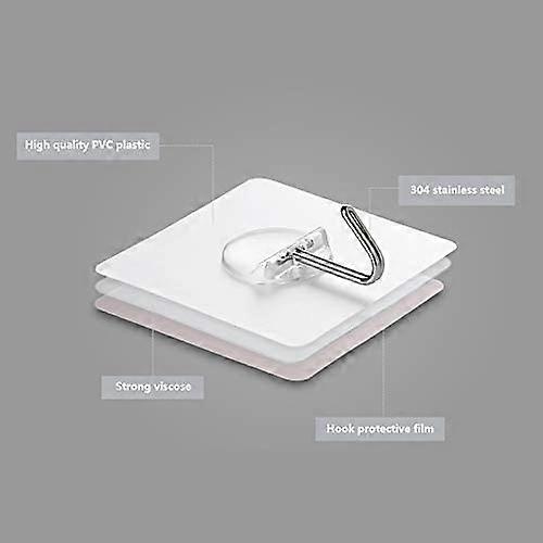 10pcs Clear Self - Adhesive Hook for Hanging Bathroom, Kitchen, Wall, Door