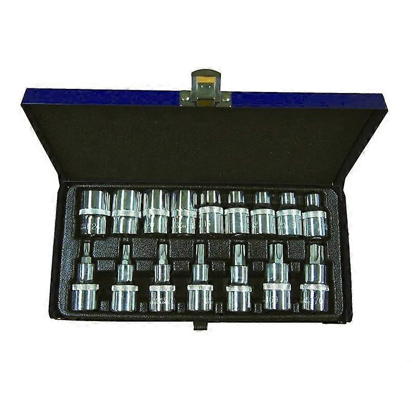 VT13345 16pc 1/2 Drive STAR Socket & BITS Socket Set Male Female Sockets DC157771