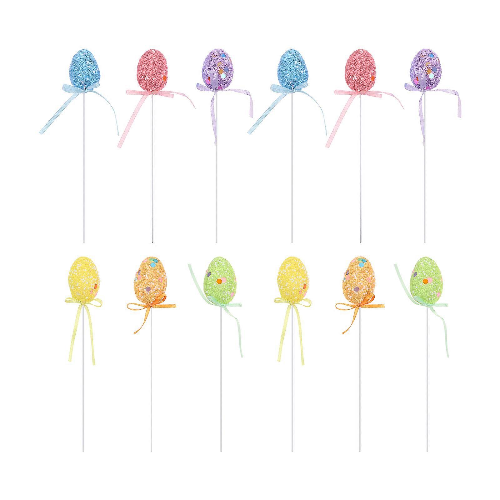 12pcs Cartoon Easter Eggs Decorative Egg Props Children Toys Easter Eggs Ornaments