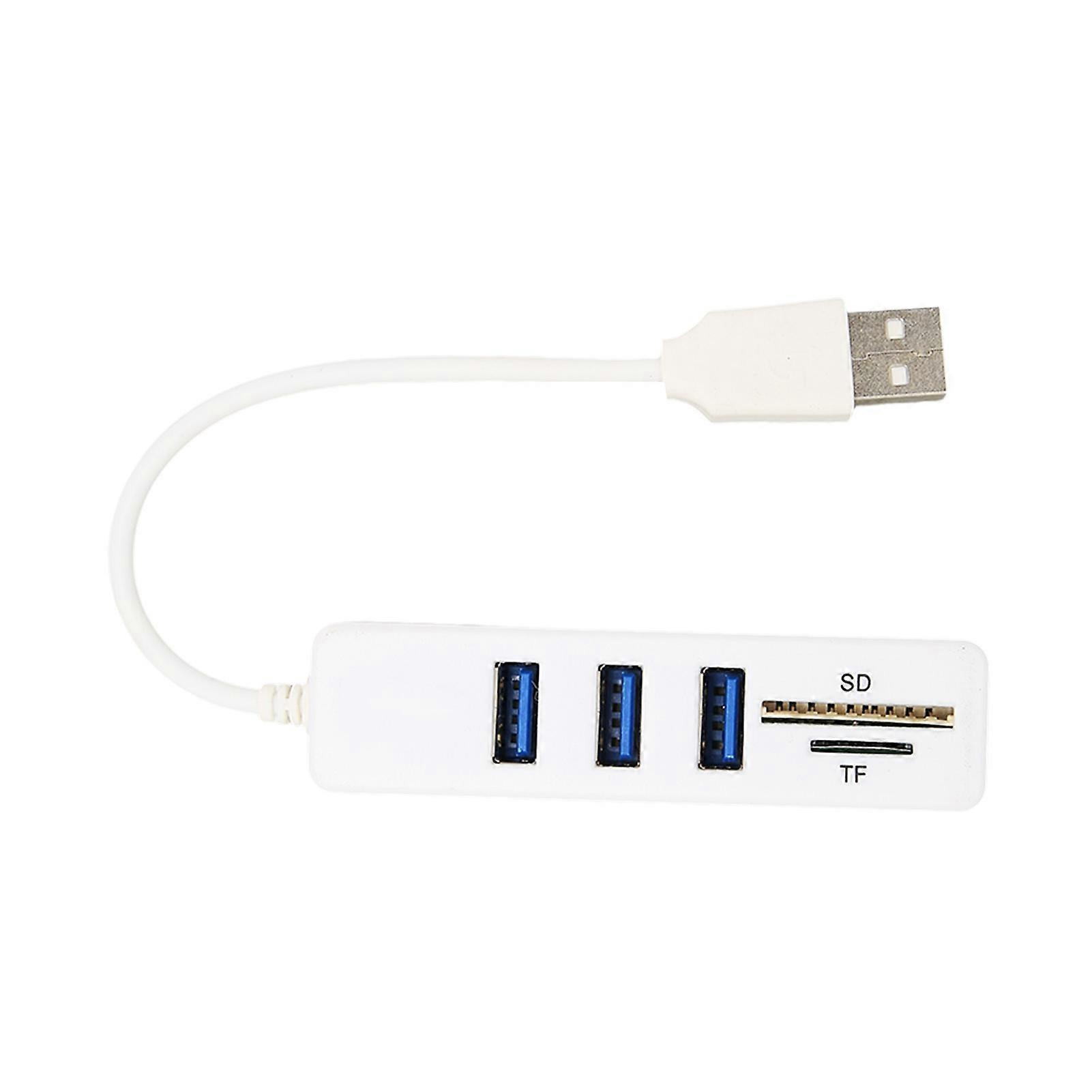 USB2.0 Hub Memory Card Storage Card Reader High Speed Transmission Plug and Play Easy Access USB SplitterWhite