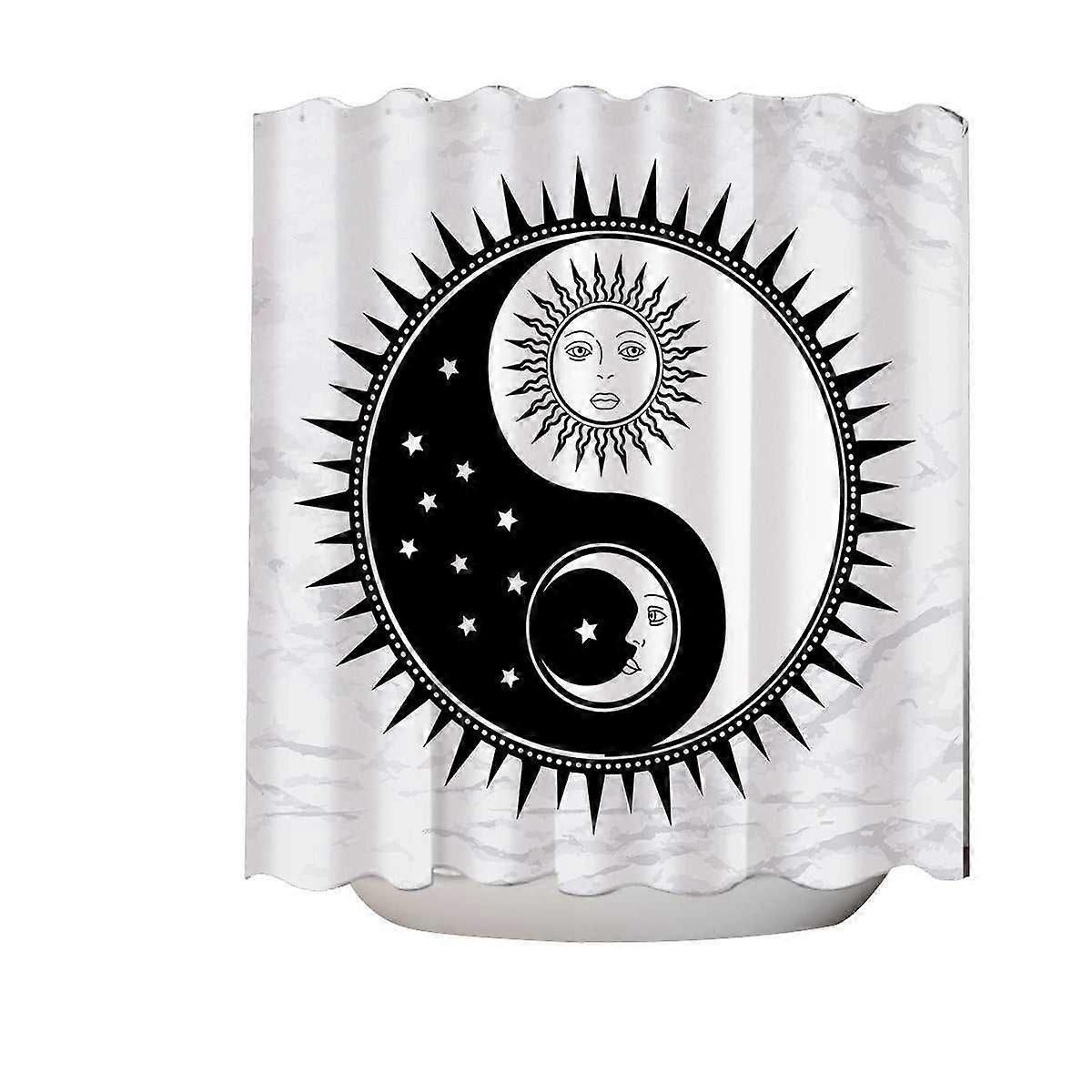Black and White Sun and Moon Yin and Yang Shower Curtain