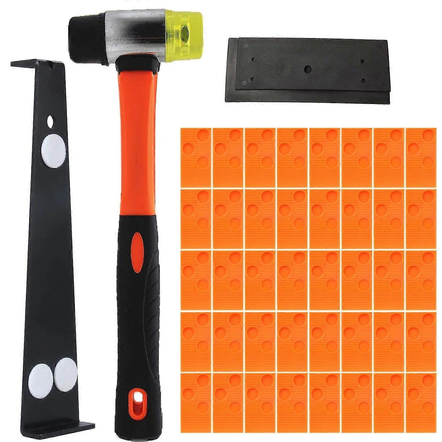 New Laminate and Wood Flooring Installation Kit Spacers Tapping Block Pull Bar and Fiberglass Handle Mallet 1-43PCS