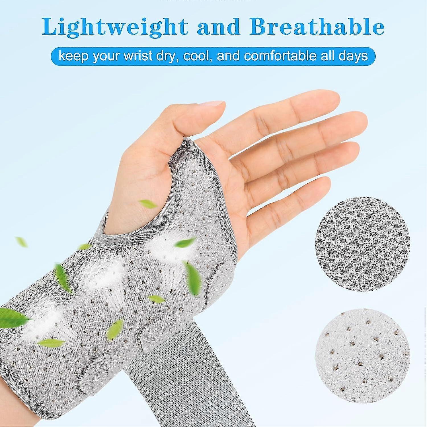 Wrist Support Brace For Carpal Tunnel, Breathable Wrist Splint Right Left Hand, Adjustable Wrist Straps And Removable Metal Splint