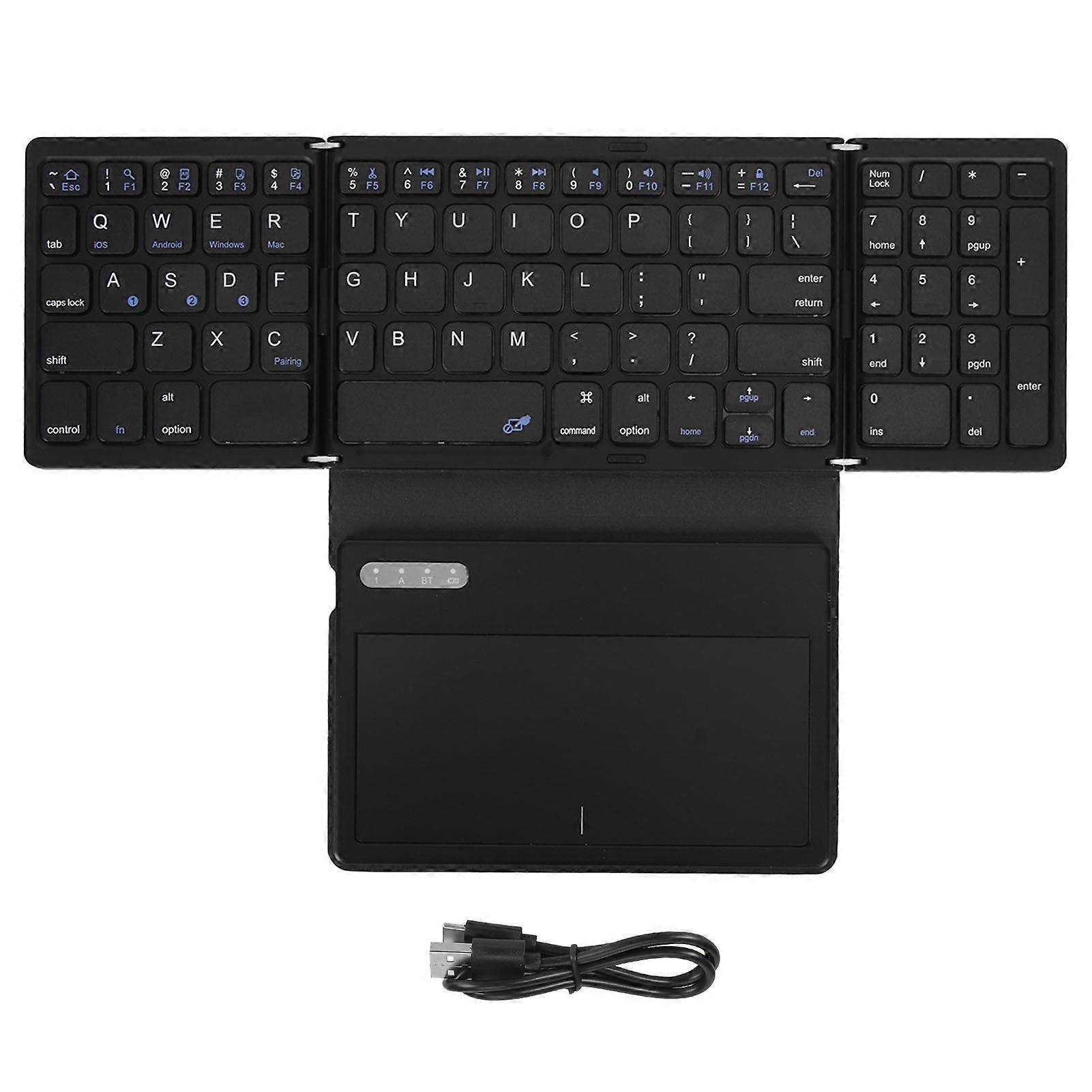 Foldable Bluetooth Keyboard Low Latency Bluetooth 5.1 Full Size Keyboard with Large Touchpad for IOS for Android for Windows