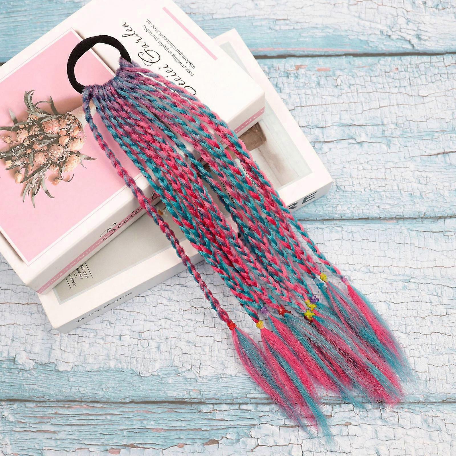 Color Braid Ponytail Wig Three-strand Braid Short Gradient Dirty Braid