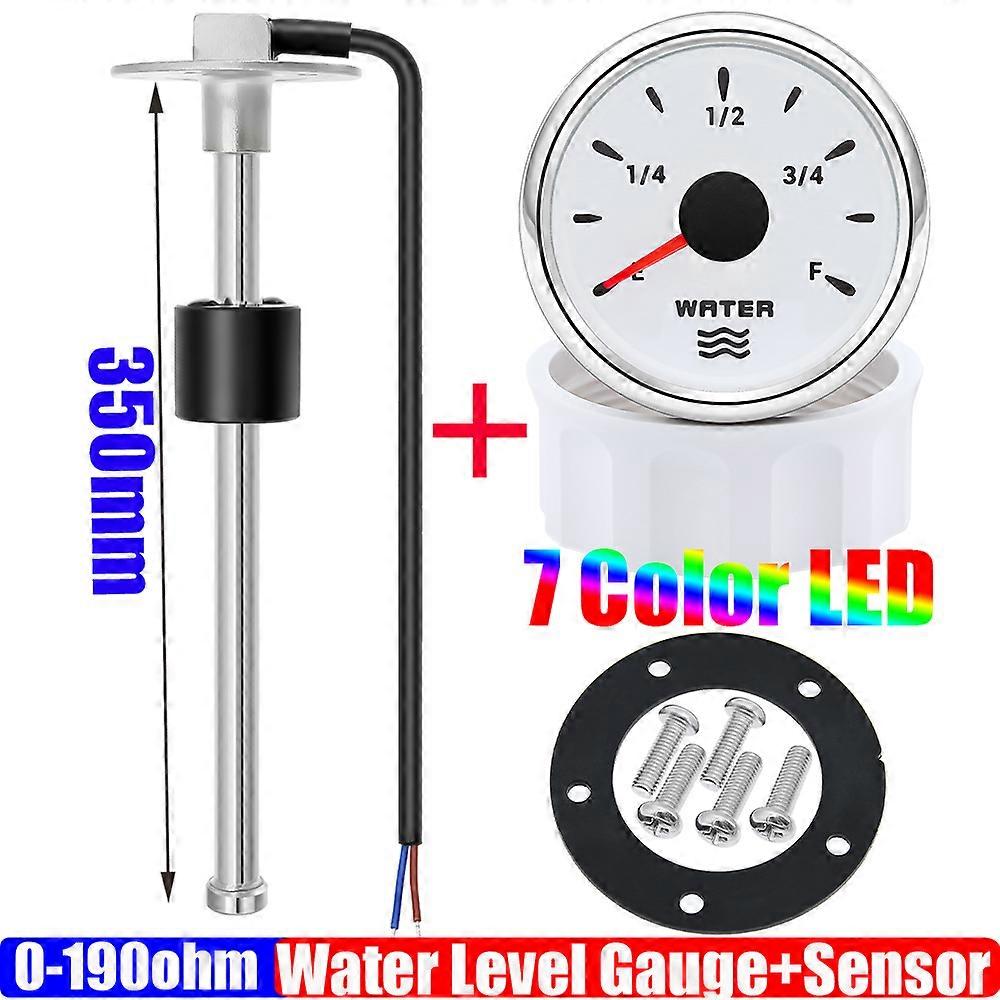 7 Color Backlight 2 52mm Water Level Gauge+Water Level Sensor 100-600mm 0-190 Ohm Water Tank Meter Indicator