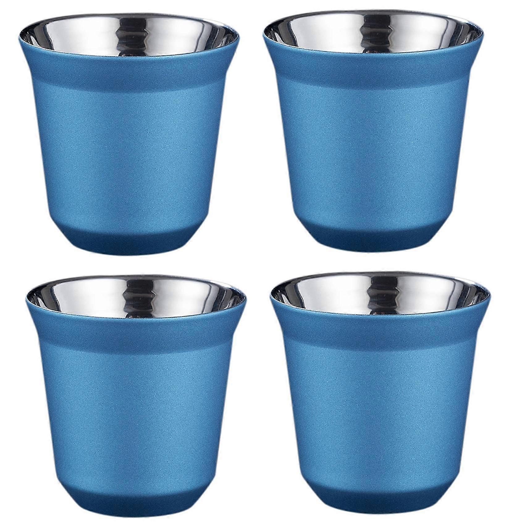 4x, 80ml Double Wall rustfritt stål Espresso Cup Isolasjon For Pixie Coffee Cup Capsule Shape Cof