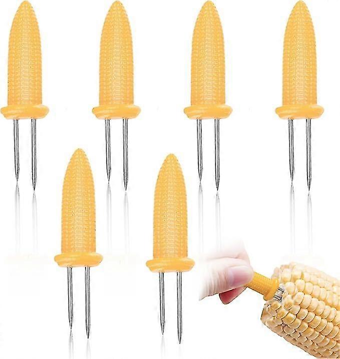 6 Pcs Corn Holders, Corn On The Cob Skewers Holders, Bbq Corn Skewers, Stainless Steel Bbq Skewers, For Home Kitchen, Barbecue, Picnic
