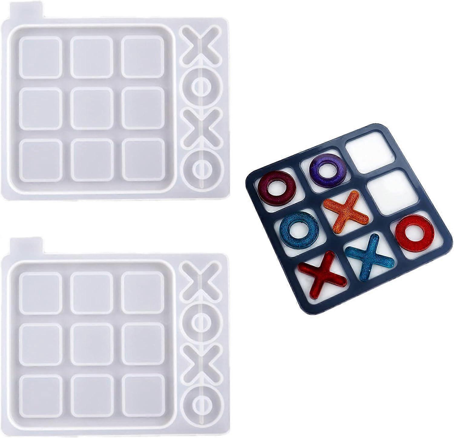 2 قطعة XO لوحة لعبة قوالب الراتنج ، متعة ألعاب الأسرة سيليكون الايبوكسي راتنجات الصب قوالب