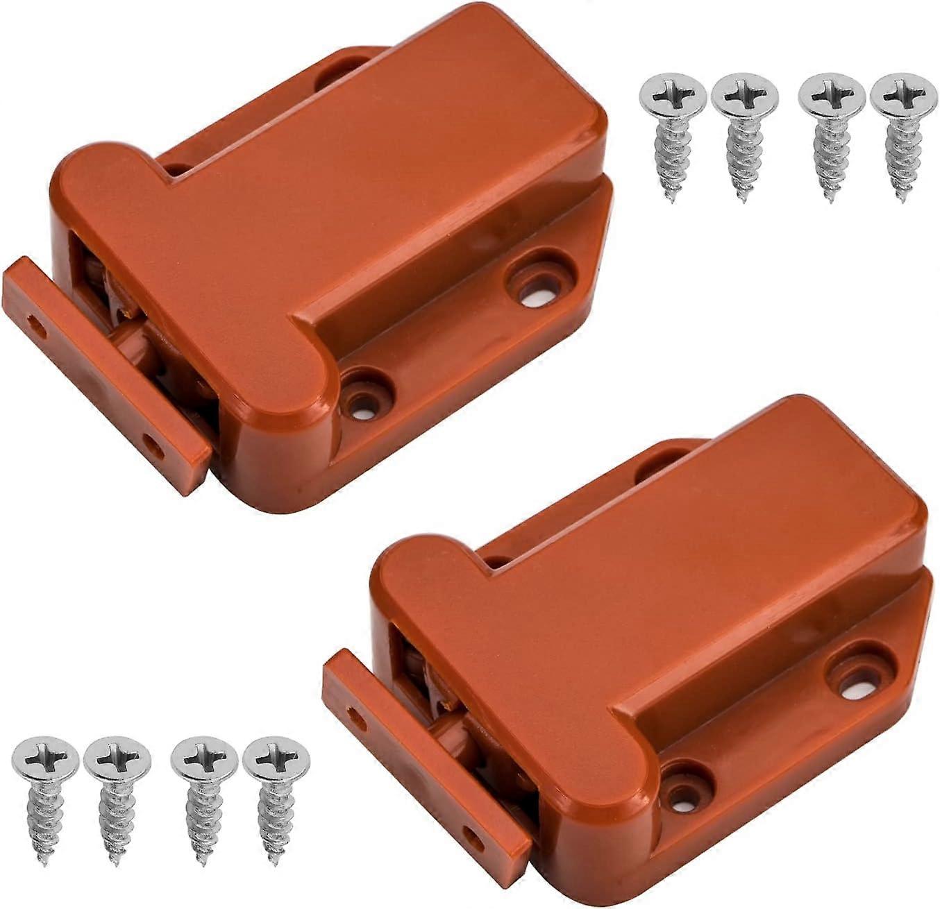 Push Open Latch Lock Touch Catch for Bedroom Cabinet Cupboard Drawer Brown 2pcs