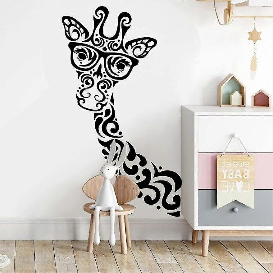 Crooked Head Giraffe Wall Decals Mandala Pattern Wall Stickers Grassland Animals Wall Decor