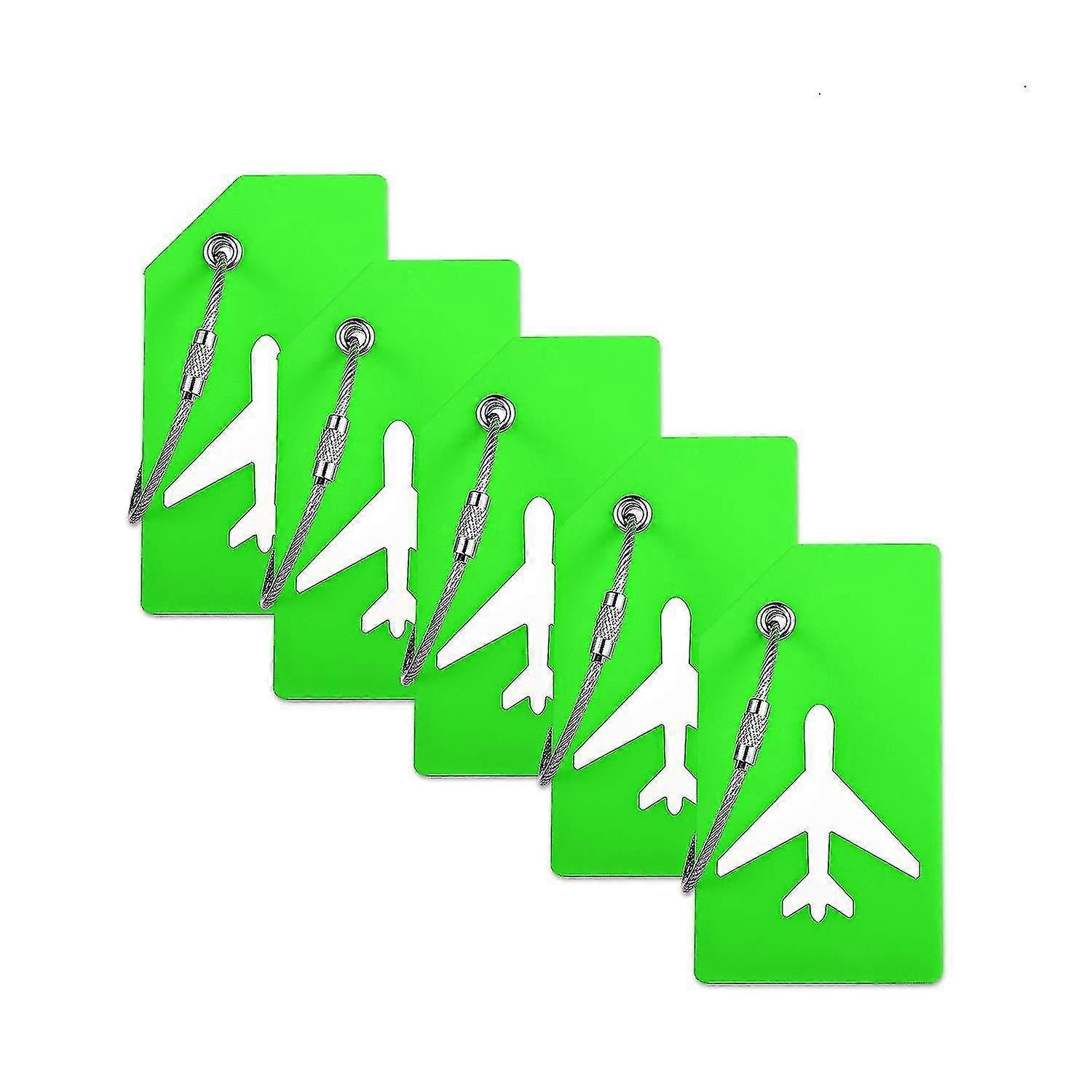 Silicone Luggage Tag With Name Id Card Perfect To Quickly Spot Luggage Suitcase (green 5 Pack Tags)