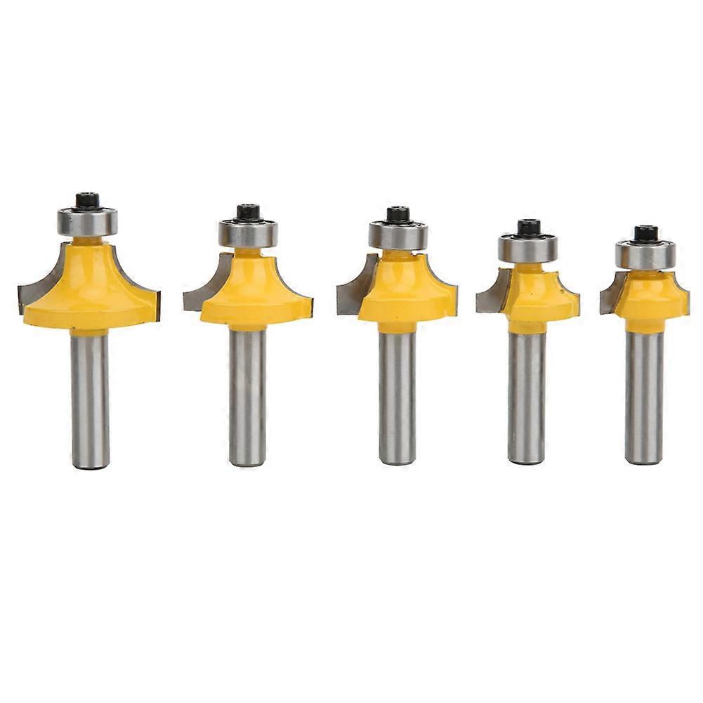 5 Pcs Router Bit 8mm Shank Surface Painted Alloy Round R Corner Trimming Router Bit
