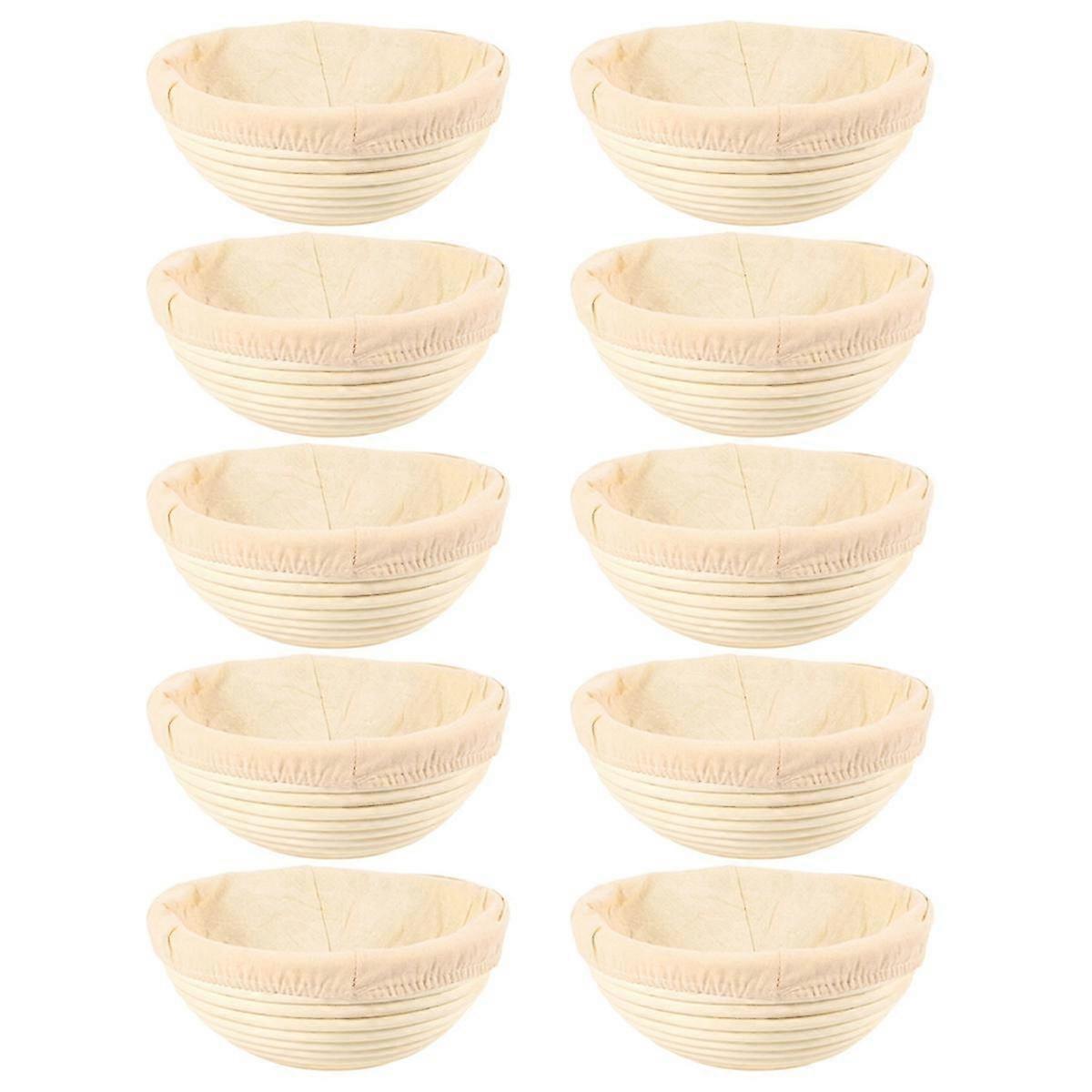 10X Round Banneton Proofing Basket Set  Brot Form Unbleached Natural Cane Bread Baking Kit with Cl