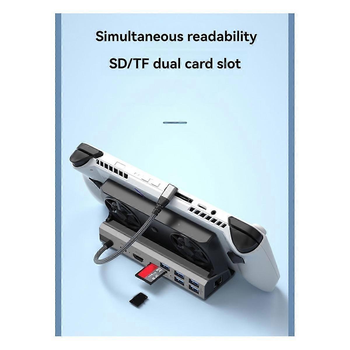 10-in-1-Dockingstation für & Ally, Dual-Lüfter, 5 USB-Anschlüsse und 100-W-Ladeanschluss