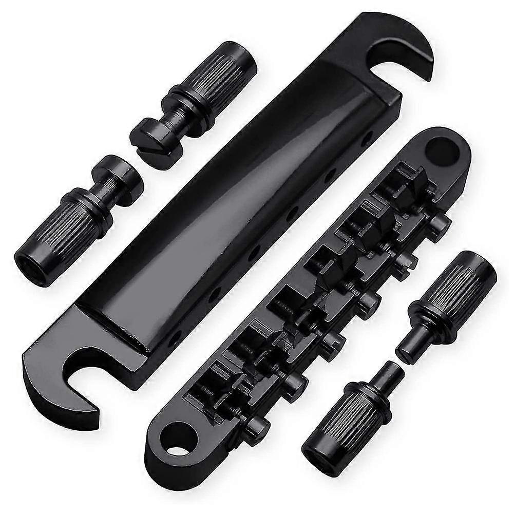 string saddle tune-o-matic bridge and tailpiece with studs (black)