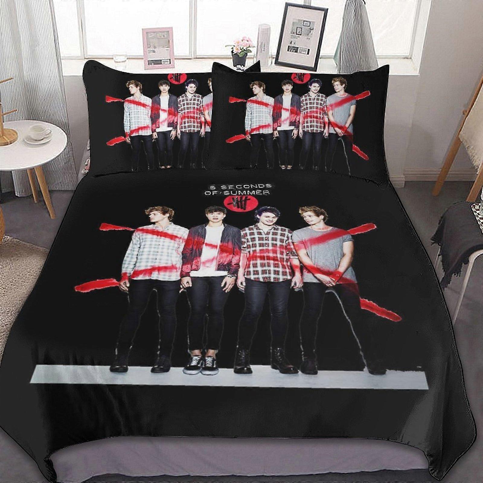 d471 5SOS 5 Seconds Of Summer 3 stycken sängkläder set Soft Comforter Sets Dekor sovrum Presenter med 1 Påslakan 2 örngott fv471