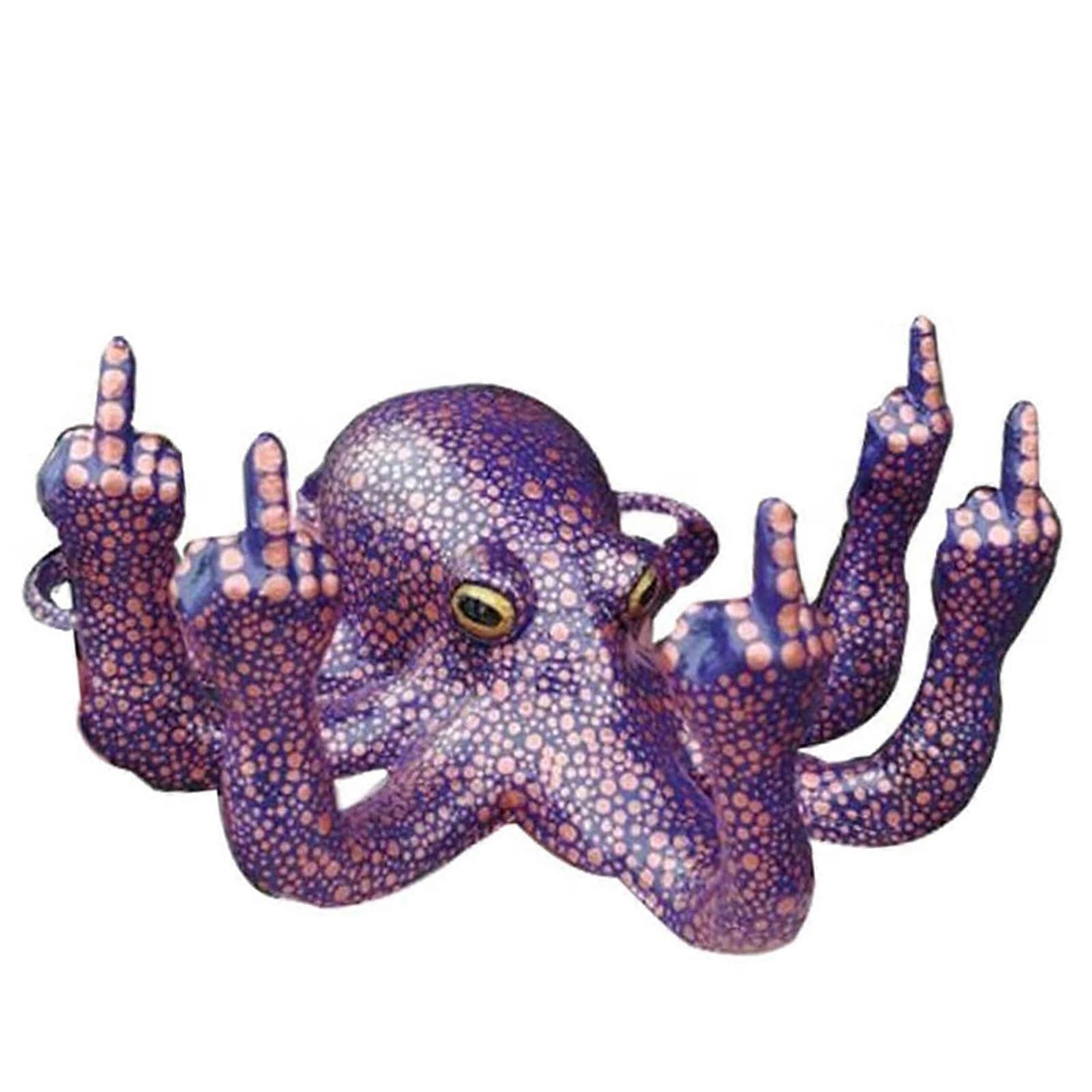 Middle Finger Octopus Statue Resin Ornament for Garden Indoor Outdoor Home Decor
