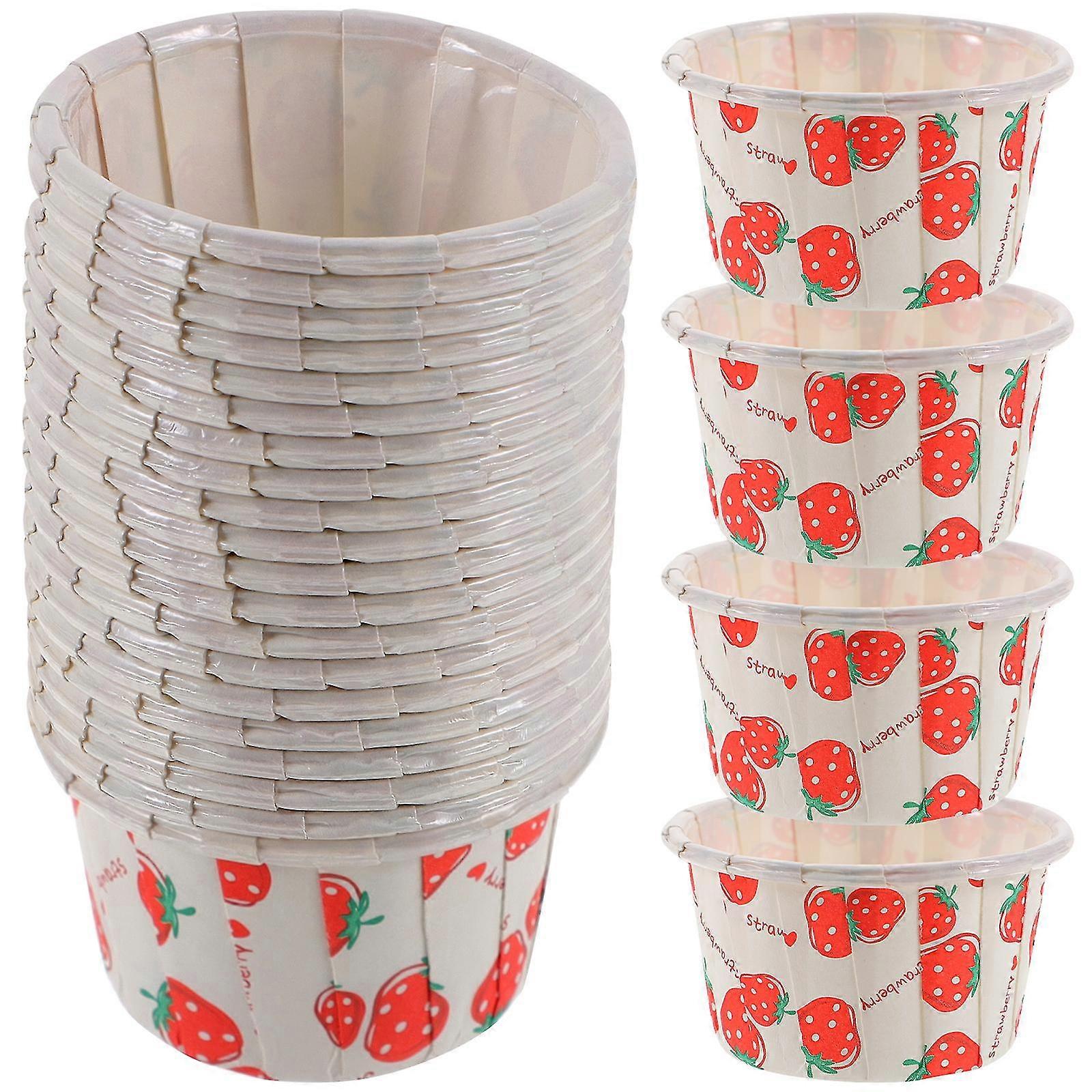 100 Pcs Cake Paper Cups Exquisite Baking Cups Strawberry Pattern Bakery Cupcake