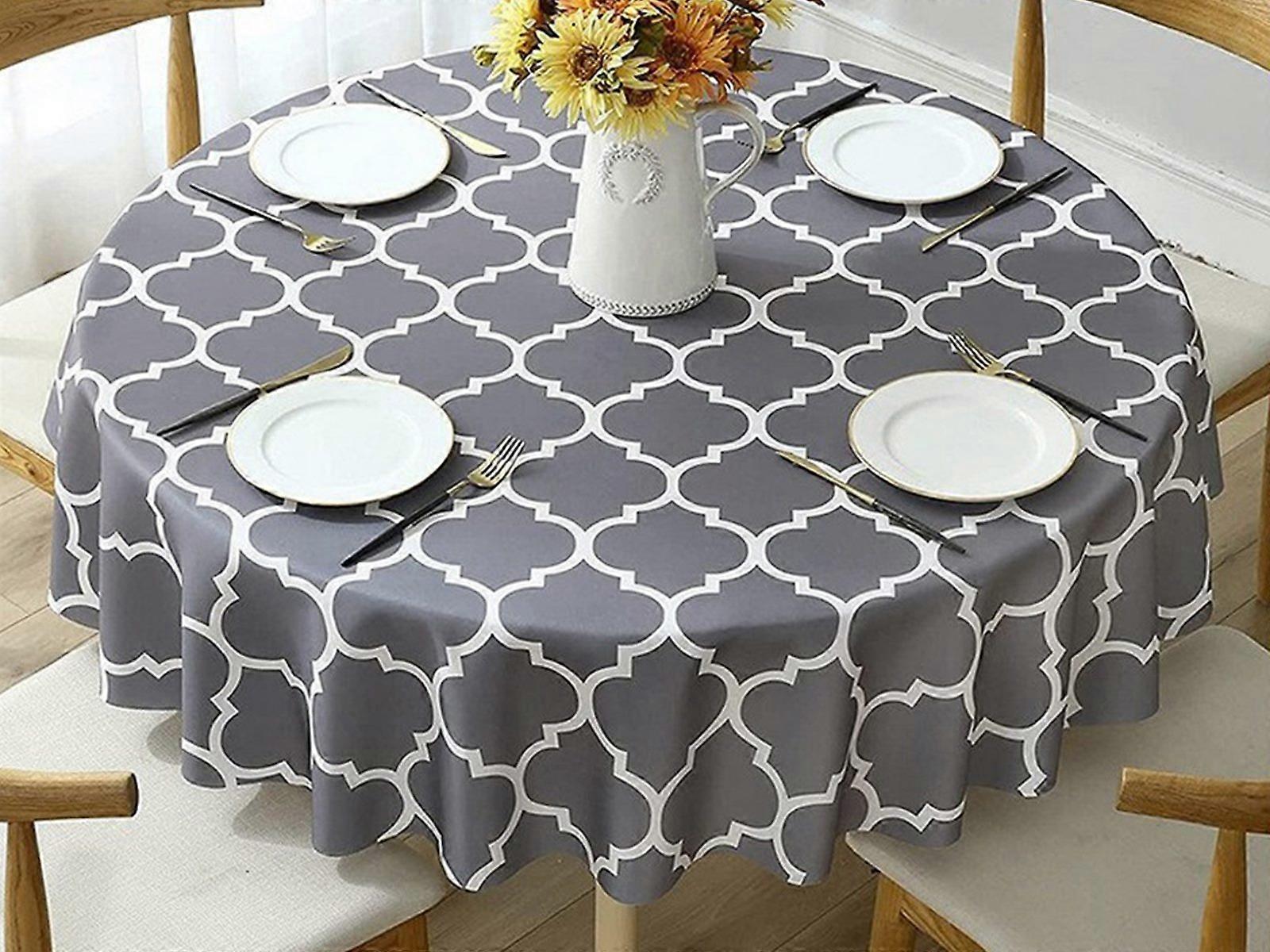 120cm Waterproof Tablecloth Round Tablecloth Dining Tablecloth Grey