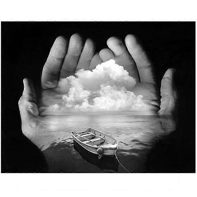 5d Diy Diamond Painting Black And White Sea Hand Full Drill Round Embroidery Cross Stitch Kits 5d Mosaic Needlework
