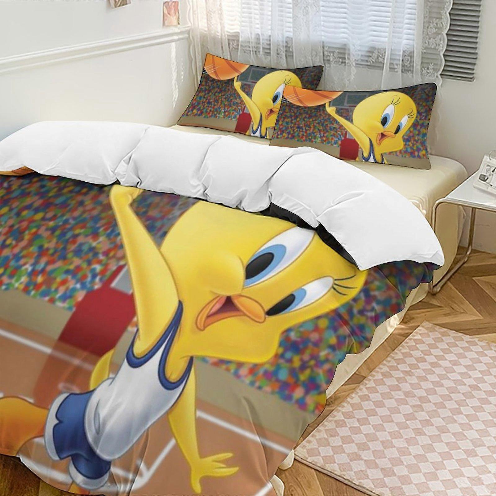 c454 TweetyBird 2 Capa de Edredom de Cama Conjuntos de Cama de Microfibra Conjuntos de Edredom Leve de 3 Peças, 1 Capa de Edredom e 2 Fronhas para Crianças ee454
