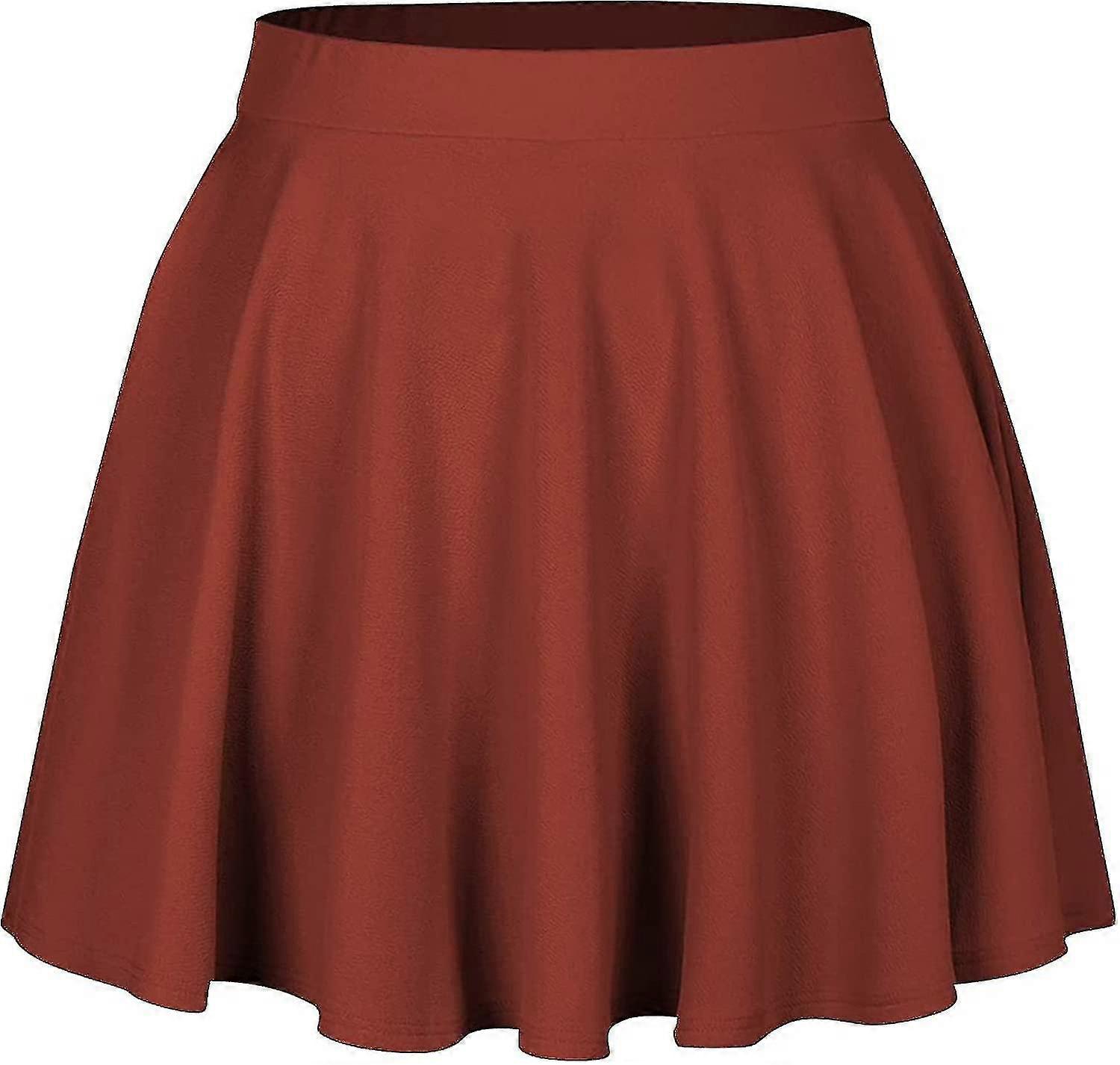 Taille Plus Femmes Stretchy Taille Élastique Taille Évasée Décontracté Mini Jupe Skater Xs-2xl