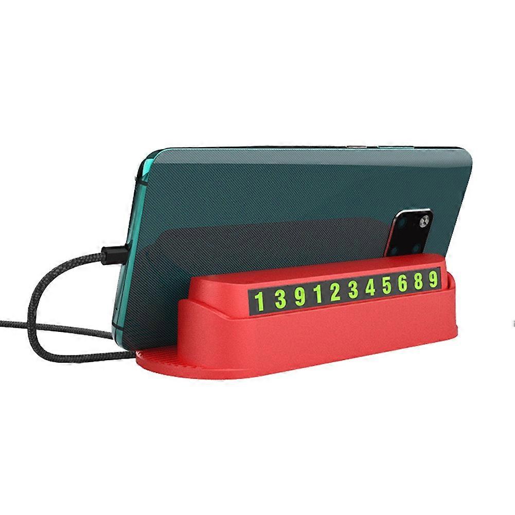 Car Temporary Stop Sign Detachable Luminous Number Mobile Phone Bracket(Red) YEMAA