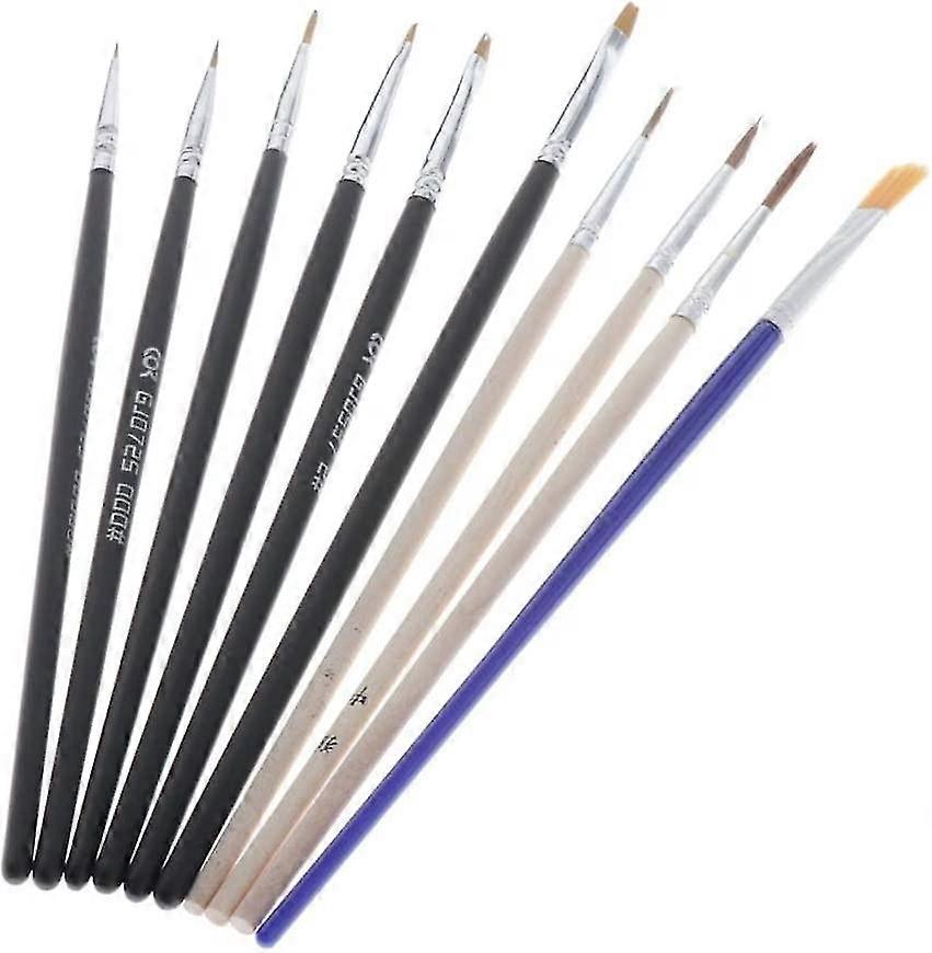 Paint Brushes Sets Flat Pointed Tip Paintbrushes Art Tools For Model , R 10pcs
