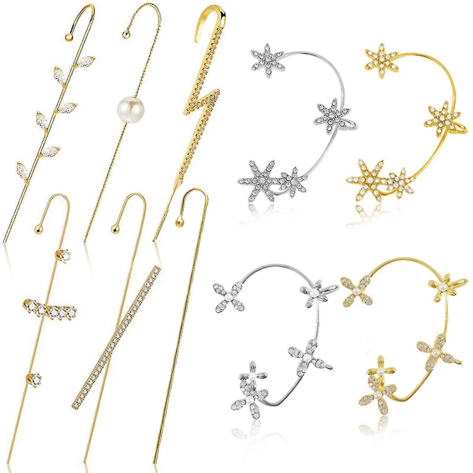 Butterfly Snowflake Ear Hook Set Ear Clip One Moon Earring Set